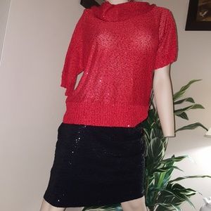 Red sequin sweater XL & black sequin skirt L set